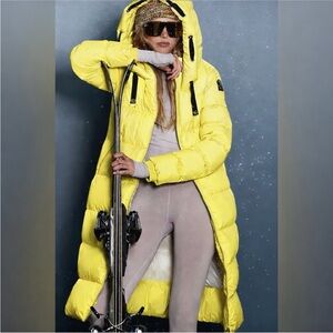 Parajumpers Panda Extra Long Down Jacket Puffer Coat Small Charlock Yellow NEW